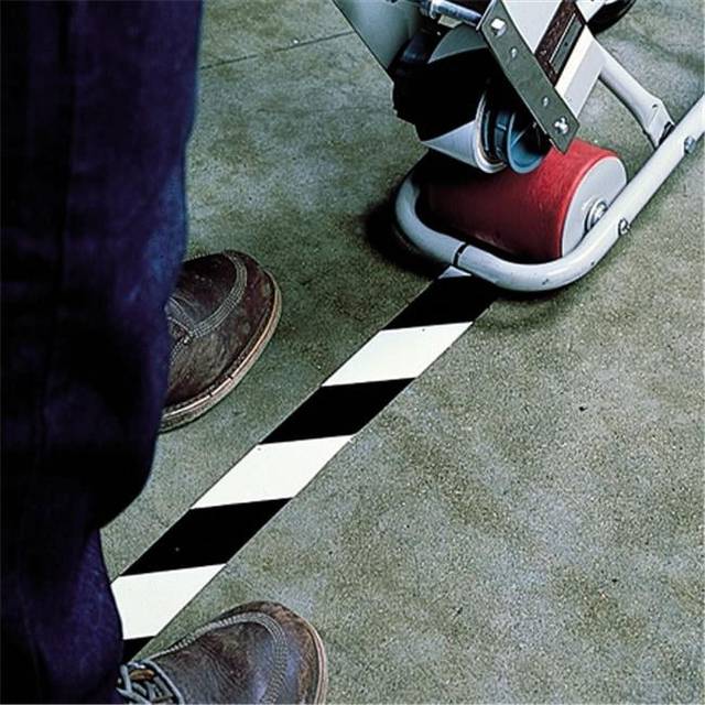 Tape Logic T9436BW 4 in. x 36 yards Black & White Striped Vinyl Safety Tape - Case of 12