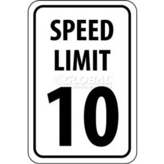 Accuform Manufacturing B975043 18 x 12 in. NMC TM18G Traffic Sign - 10 MPH Speed Limit Sign - White & Black