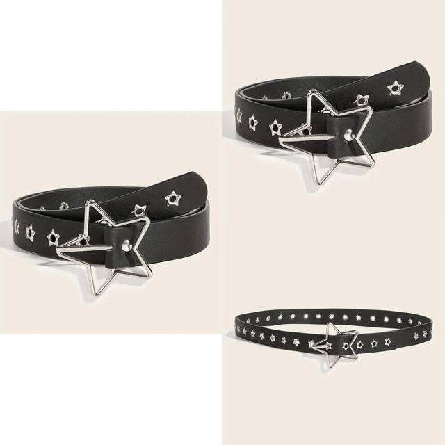 Belt Versatile And Slimming Punk Style Rivet Porous Decorative Waistband