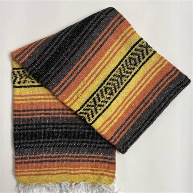 Maxam GFMBLORANGEYW 72 x 48 in. Handwoven Mexican Blanket, Orange & Yellow