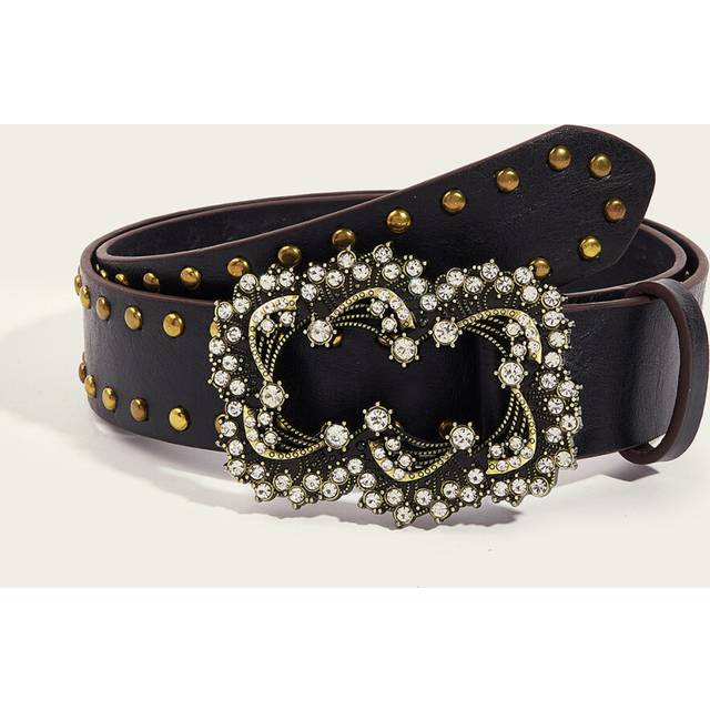 Distinctive Waist Wide Belt With Vintage Alloy Rivet Accents For Female Jeans