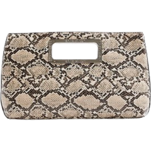 River Island Womens Beige Metal Handle Snake Print Clutch Bag - One Size