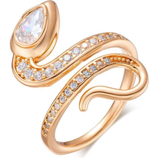 Kinel Natural Zircon Full Pave Snake Ring For Women Luxury Party Jewelry