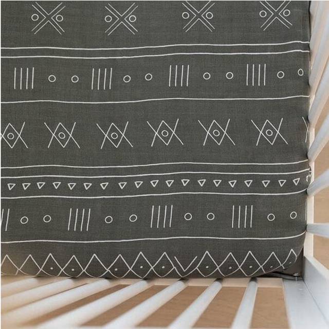 Alpine Muslin crib Sheet by Mebie Baby  Soft and Breathable Bed Sheets for Babies  Modern Neutral Bedding for cribs  Standard crib Mattress Fitted She