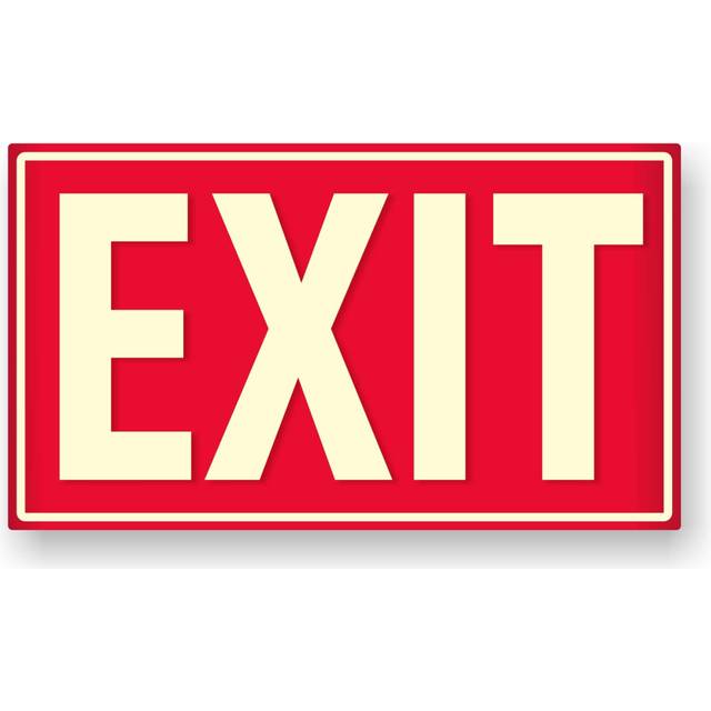 Photoluminescent Exit Sign (Red) / UV Inks on Aluminum | HEAT Resistant | COLD Tolerant | WEATHER Proof. - MADE IN USA - NightBright USA Part Number X