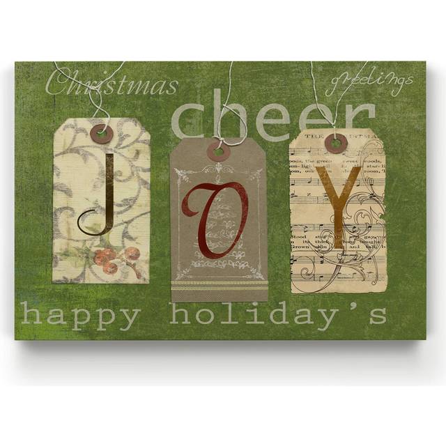 Renditions Gallery Xmas Wall Art Paintings & Prints Christmas Cheer Joy Tags Canvas Wall Hanging Prints for Bedroom Dining Living Room Office Home Kit