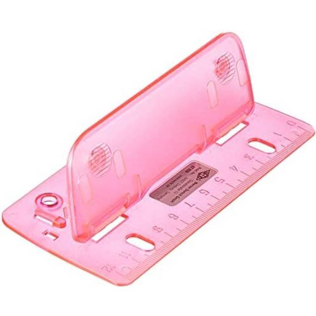 Wedo 67809ÂDouble Pocket Hole Punch Plastic for Filing for 8Âcm Perforation with 12Âcm Scale, Pink