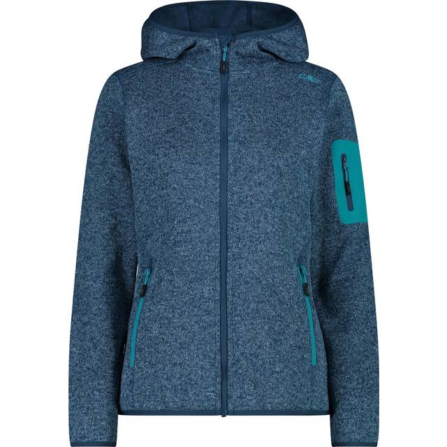 CMP - Women's Jacket Fix Hood Jacquard Knitted 3H19826 - Fleece jacket size 42, blue