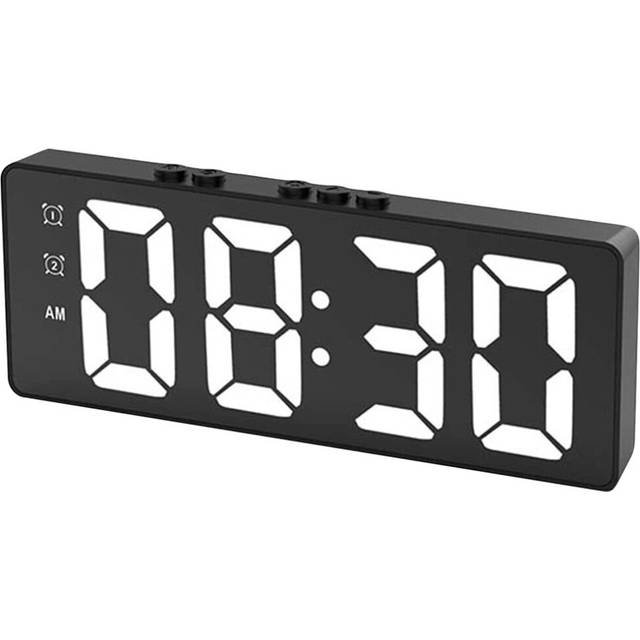 Mirror Surface LED Digital Alarm Clock, HD Digital Desk Alarm Clock, Voice Control & Temperature Sensing, for Home Black