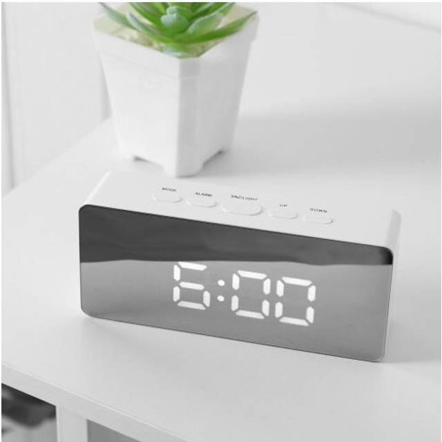 Mirror LED Alarm Clock Night Light Charging Thermometer Digital Clock