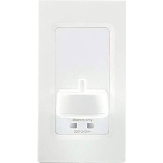 Proofvision PV12P In Wall Electric Toothbrush Charger with Shaver Socket White Compatible with all Oral-B & Braun Toothbrushes