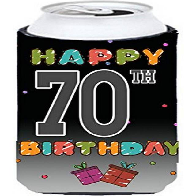 Caroline's Treasures CJ1126TBC Happy 70th Birthday Tall Boy Hugger Can Cooler Sleeve Hugger Machine Washable Drink Sleeve Hugger Collapsible Insulator