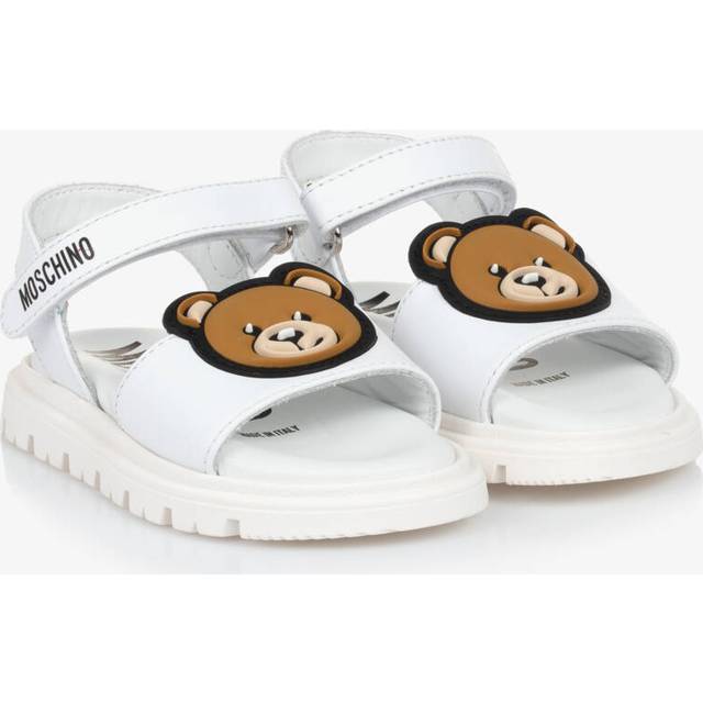 Moschino White Leather Teddy Bear Sandals - 23