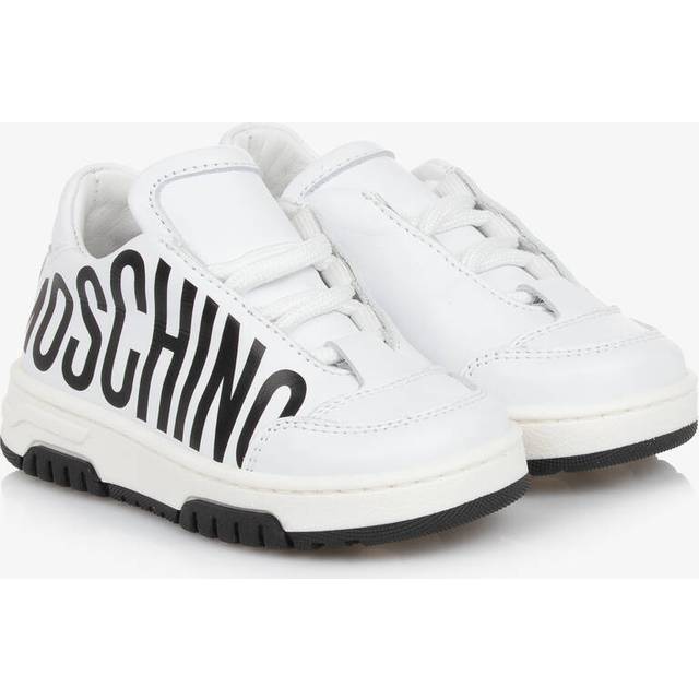 Moschino White & Black Logo Leather Trainers - 20