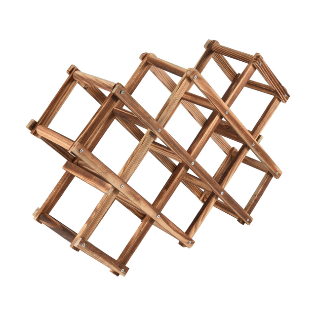 Wooden Red Wine Rack 10 Bottle Holder Mount Bar Display Shelf Folding Wood Alcohol Care Drink Holders