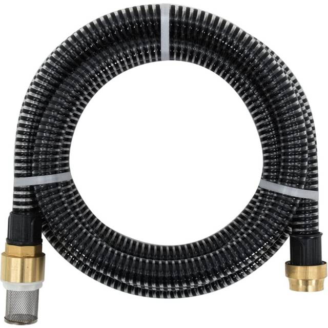 "vidaXL Suction Hose, Watering Pipe with Brass Connectors, Garden Pump Hose for Irrigation, Outdoor Water Management System, Black 1.1"" 7 m PVC"
