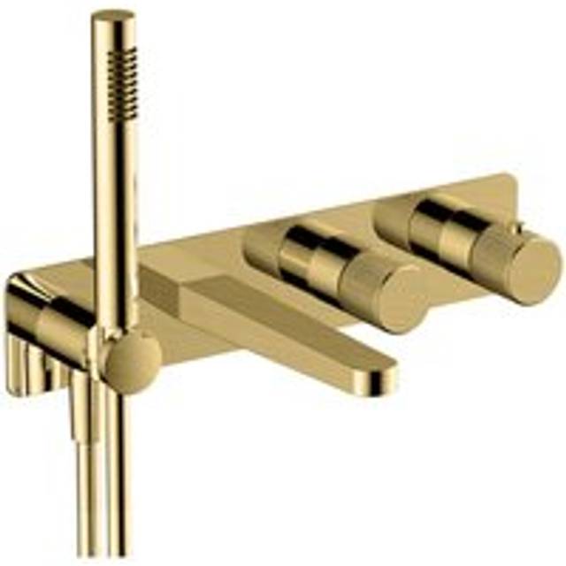 RAK Ceramics Amalfi Horizontal Concealed Thermostatic Dual Control Shower Valve with Handset and Bath Spout | Brushed Nickel | Metal | 380mm x 110mm x 300mm