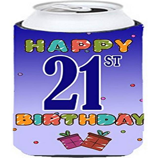 Caroline's Treasures CJ1121TBC Happy 21st Birthday Tall Boy Hugger Can Cooler Sleeve Hugger Machine Washable Drink Sleeve Hugger Collapsible Insulator