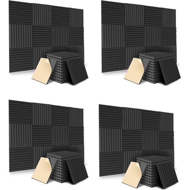 48 Pack Self-Adhesive Acoustic Panels, Sound Proof Foam Panels, High Density Soundproofing Wall Panels for Home(Black)