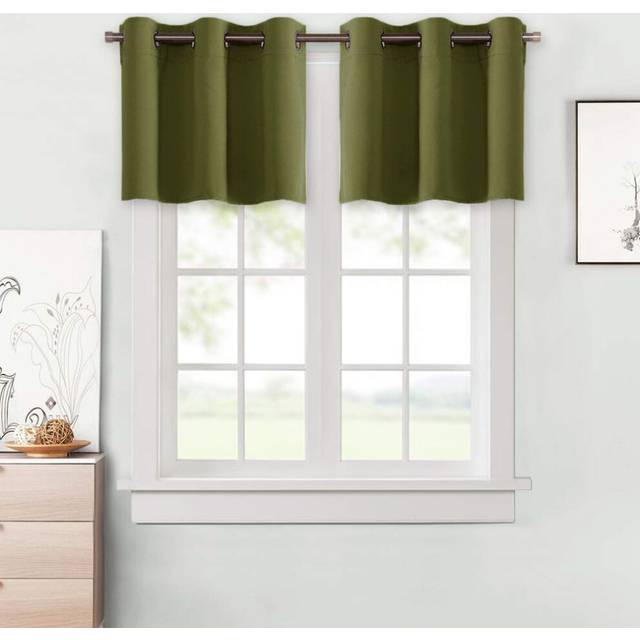 NICETOWN Window Blackout Valance for Kitchen Window  Grommet Window Treatment Thermal Insulated Draperies for Living Room (1 Pair  42 inches Wide x 18