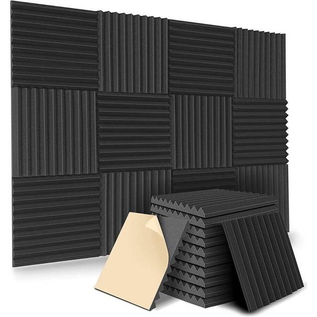12 Pack Self-Adhesive Acoustic Panels, Sound Proof Foam Panels, High Density Soundproofing Wall Panels (Black)