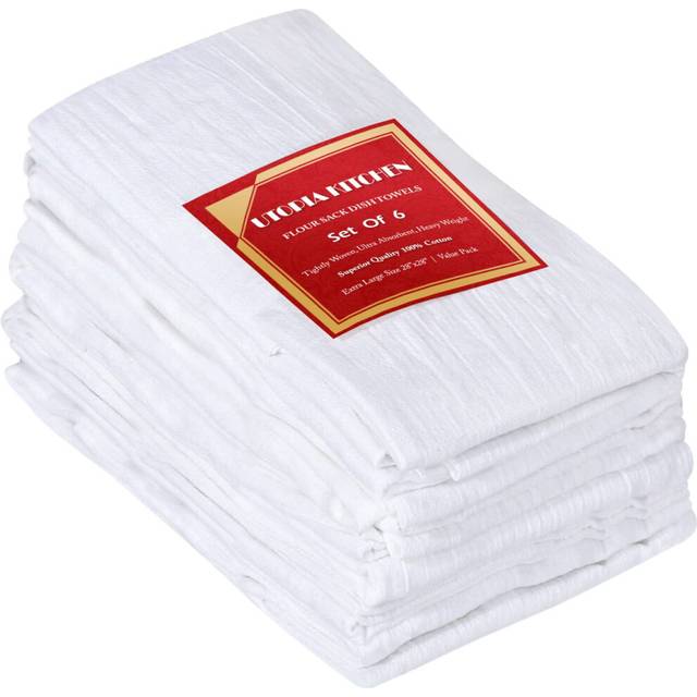 Utopia Kitchen 6 Pack Flour Sack Tea Towels  28 x 28 Ring Spun 100% cotton Dish cloths - Machine Washable - for cleaning & Drying - White
