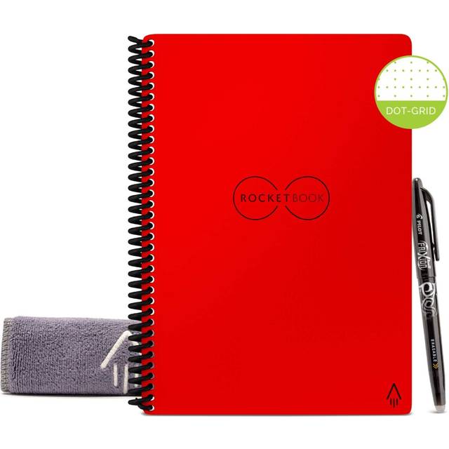Rocketbook Smart Reusable Notebook - Dot-Grid Eco-Friendly Notebook with 1 Pilot Frixion Pen & 1 Microfiber Cloth Included - Atomic Red Cover  Executi