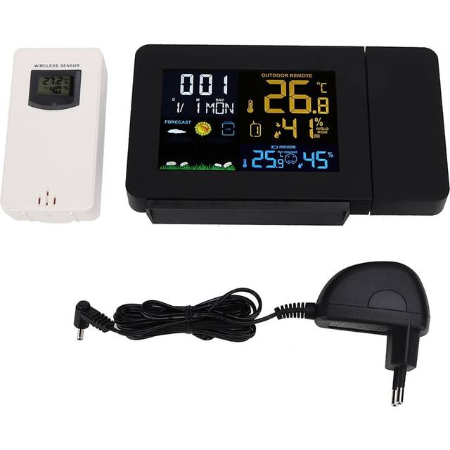 Multifunctional Color Screen Projection Electronic Alarm Clock Eu Plug 230-240v Black