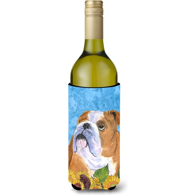 Bulldog English in Summer Flowers Wine Bottle Beverage Insulator Beverage Insulator Hugger SS4125LITERK