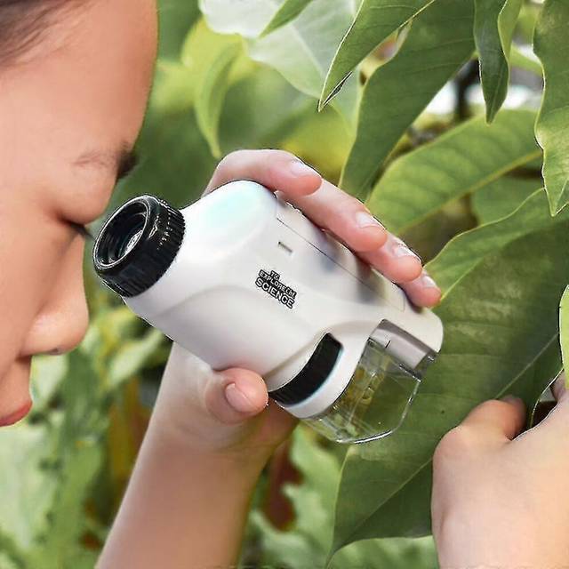 (white, One size) Kid&#39;s Portable Pocket Microscope With Adjustable Zoom 60-120x