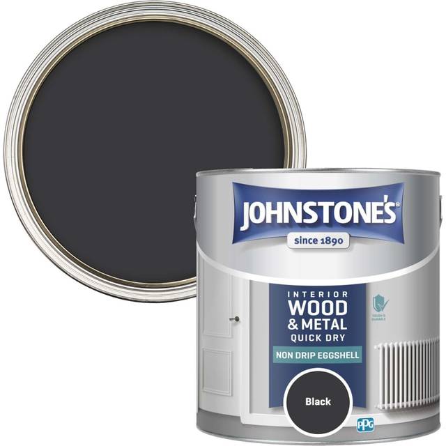 Johnstone's Interior Wood and Metal Quick Dry Eggshell Paint - Black / 2.5l - JOHNSTONES - 15.7 x 16.4 x 15.7 cm
