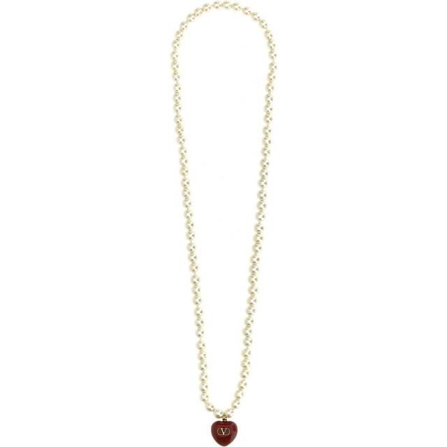 Valentino Garavani - Coeur Royal necklace - women - Enamel/Metal/glass - One Size - White