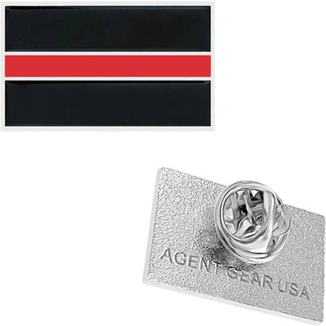 Thin Red Line Lapel Pins - Show Support for Firefighters and Fire Departments - Metal Red Line Pins