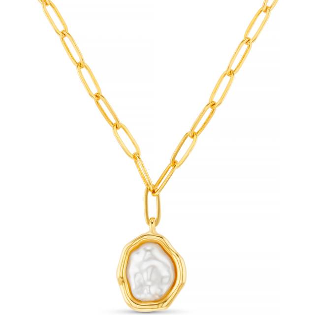 Orelia – Halsband med 18k guldplätering och smält pärla