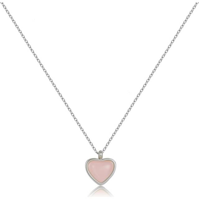 Joxevyia Heart Rose Quartz Necklace for Women Pink Heart Stone Healing Crystals Dainty Heart Gemstone Pendant Necklace Valentines Birthday Christmas G