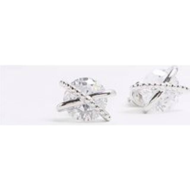 River Island Womens Silver Cubic Zirconia Cross Stud Earrings - One Size