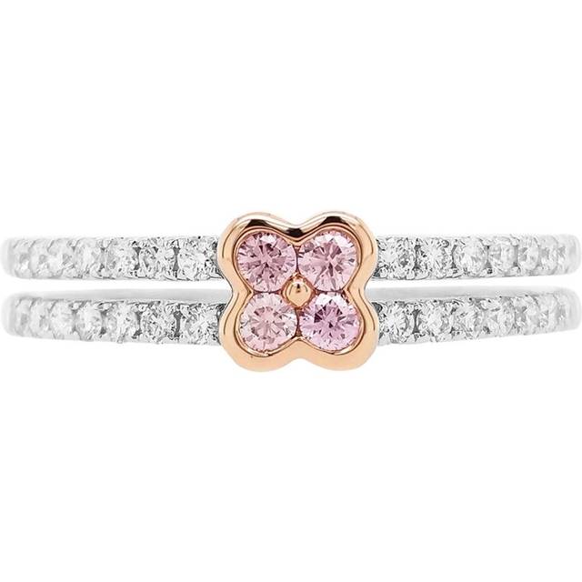 HYT Jewelry - 18K white gold Flower diamond engagement ring - women - 18kt White Gold/Pink Diamond/White Diamond - 6 - Silver