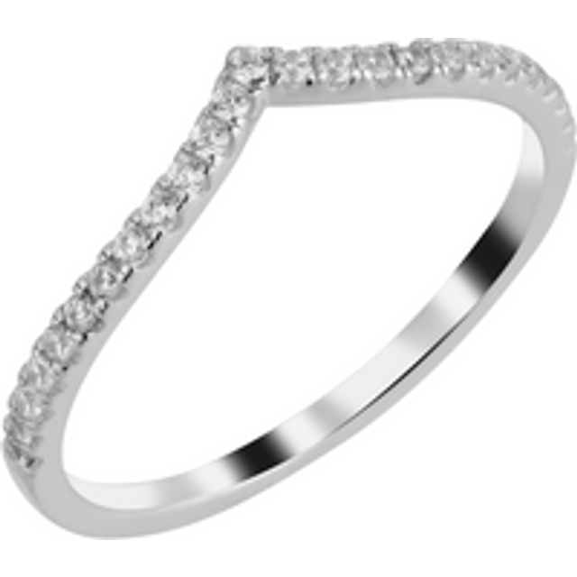 Womens Pave Wishbone V Sterling Silver Ring - Grey - S