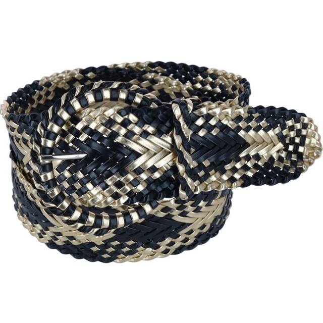CTM Women's 1 7/8 Inch Wide Braided Plaid Belt with Matching Buckle - - Black & Gold (Xlarge)
