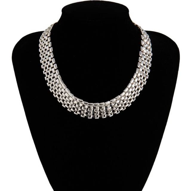 (silver) 1pc  Exaggerated Cuban Chunky Thick Chain Necklace Women High Quality Big Iron Metal Silver Color Necklace Neck Jewelry Steampunk Men Ysx