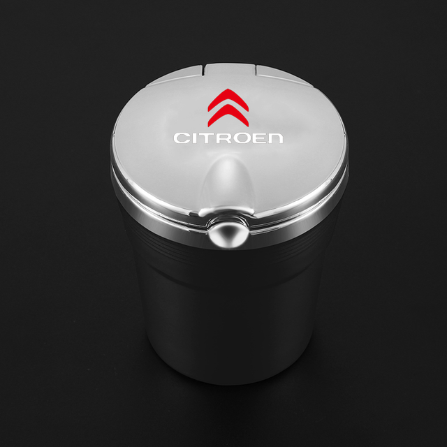 (black) Ashtrays Car Ashtray With Blue Light Ashtray for home For Citroen C3 C4