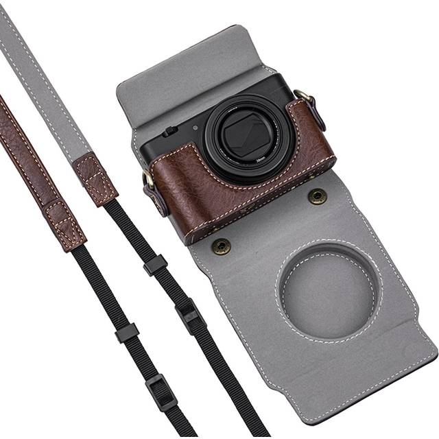 Digital Camera Protective Case PU Leather Camera Storage Bag with Removable Shoulder Strap green