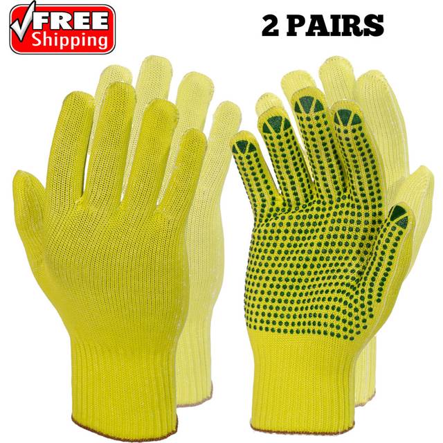 (Medium) Hi Vis Mechanics Gloves Large Industrial Work Builders Grip Viz Hand Protection