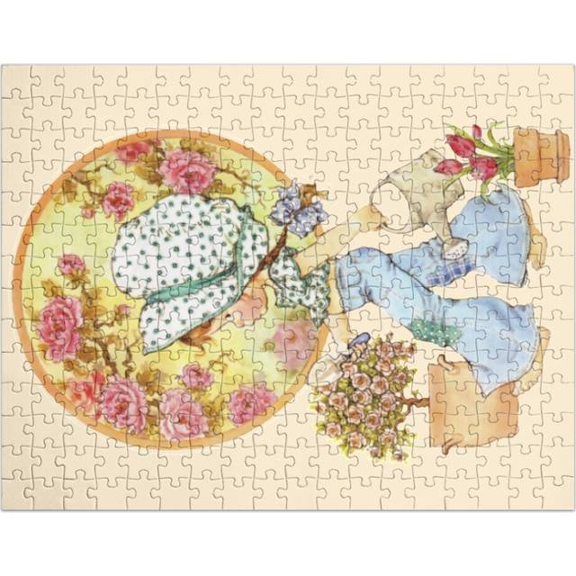 (Sarah Kay - Girl, roses and watering can (Givry color)=4570) Jigsaw Puzzle Wooden 300-Piece for Adults Kids Seniors- Home Decor Family Activity Game