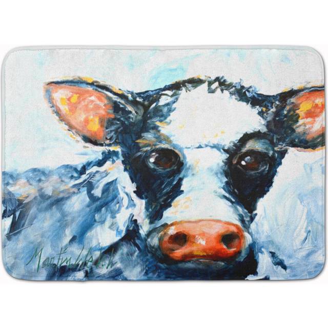 Caroline's Treasures Lick Black and White Cow Machine Washable Memory Foam Mat doormats