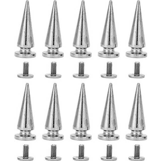 10 set 10 * 26 mm Copper Bullet Rivet Metal Stud, with Metallic Screw Set, Cone Spikes Screwback Studs for DIY Leather Craft Bag Shoe/Leather