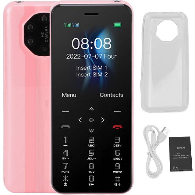 S10w 2G Cellphone 1.77 Inch Dual SIM Dual Standby 1000mAh Keypad Small Mobile Phones with LED pink