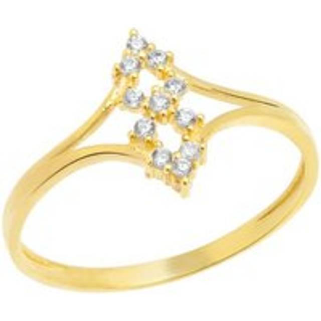Womens 14ct Solid Gold Double Row Cluster Ring - Metallics - 6