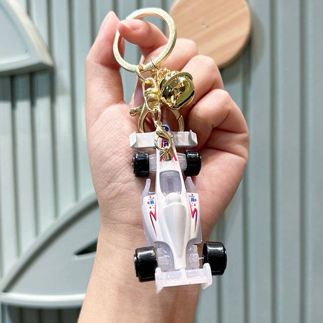 (StyleA) Creative Transparent Alloy Small Car Keychain Mini Racing Toy Model Keyring