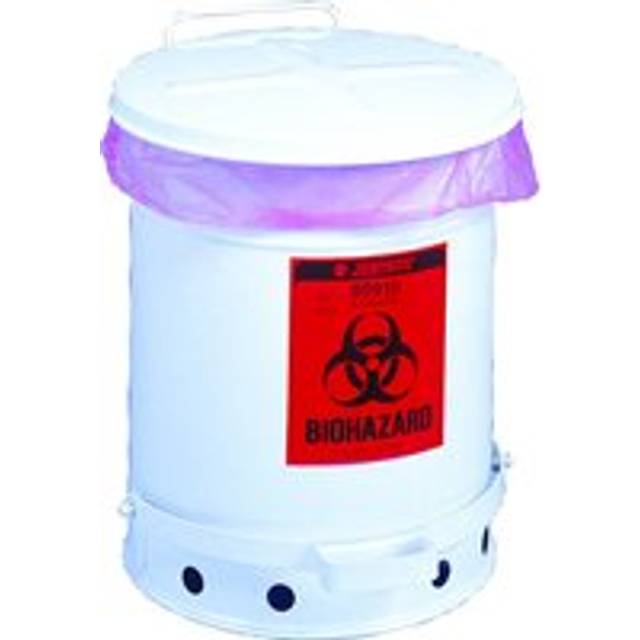 Justrite BIOHAZARD sticker, capacity 34 l, with pedal, BIOHAZARD sticker, capacity 34 l, with pedal, white, 5+ items